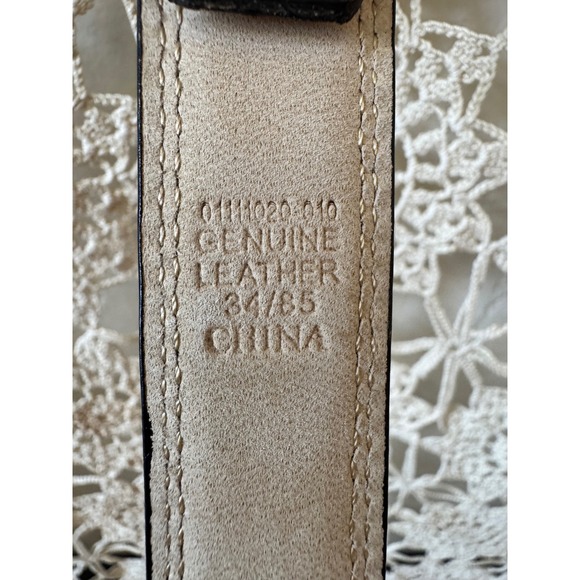 Vintage Western Black Leather Belt Silver Concho Buckle Sz 34 - Picture 4 of 6